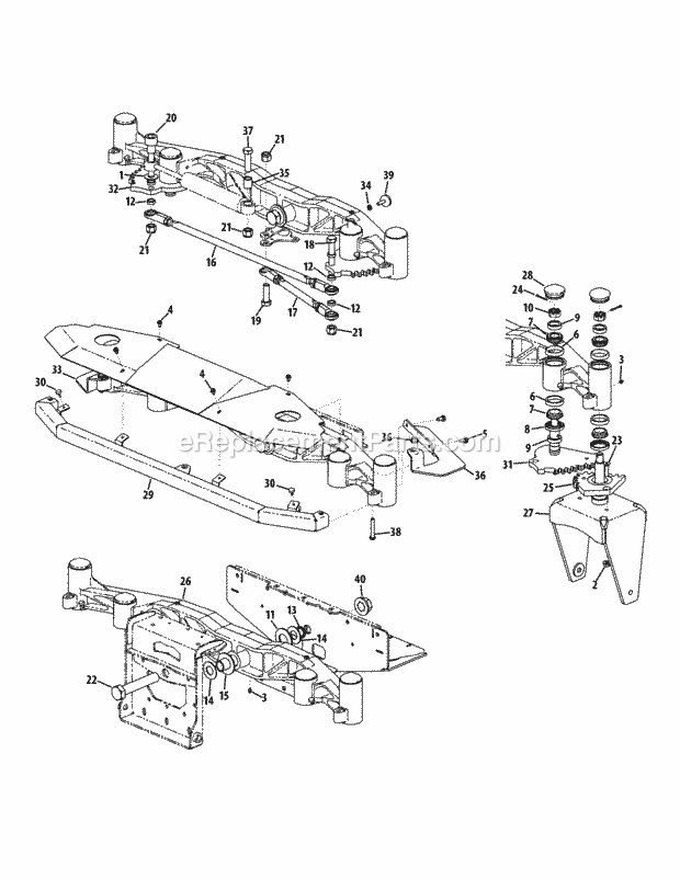 Front Axle Assembly Diagram and Parts List for S7237-KW 53AP8DU8750 Cub Cadet Sprayer